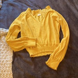 Pale yellow off the shoulder top